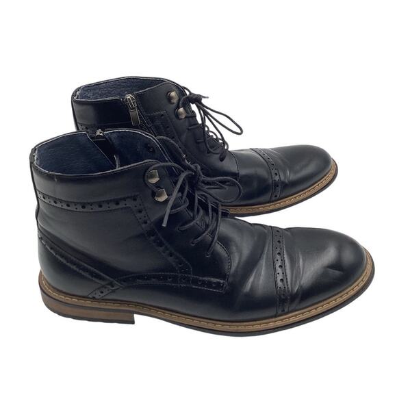 Bruno Marc Men\'s Ankle Boots Black‎ Cap Toe Lace Up Side Zip Size 10.5 main image 4